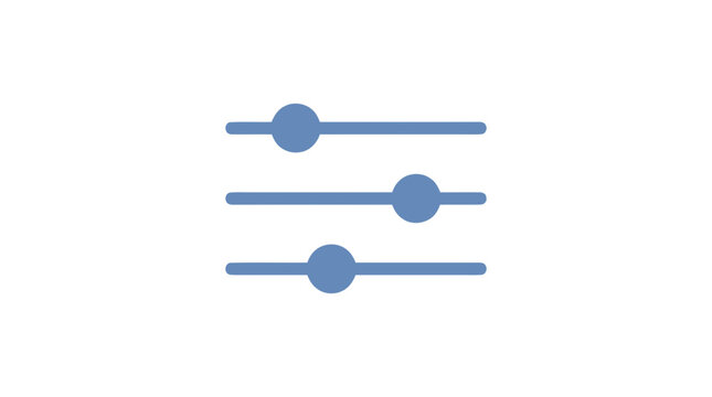Minimalist Blue Settings Icon with Three Horizontal Adjustment Sliders