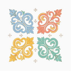 Fototapeta premium Ornate Swirls and Leaves Pattern