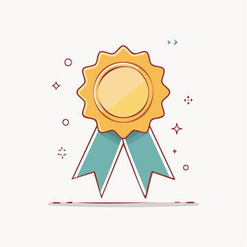 Golden Award Ribbon with Teal Ribbons