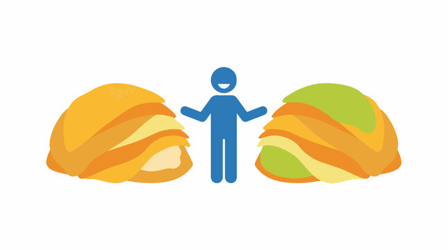 Person choosing between two large layered pastries