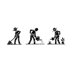 Fototapeta premium People wearing hats working in an outdoor garden