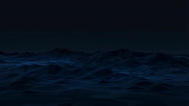 Dark moody ocean waves rippling at night
