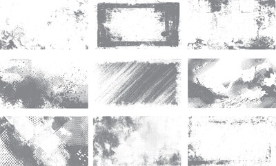 Fototapeta premium Distressed urban texture pack with rough grunge overlays Creative vector texture collection with spray paint details