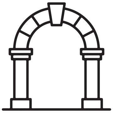 Architectural Arch Outline Drawing with Pillars and Keystone
