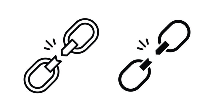 Broken link icon concept pack in line and solid icons