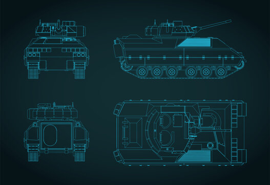 M2 Bradley infantry fighting vehicle blueprints illustration