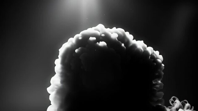 Mushroom cloud explosion in sky.