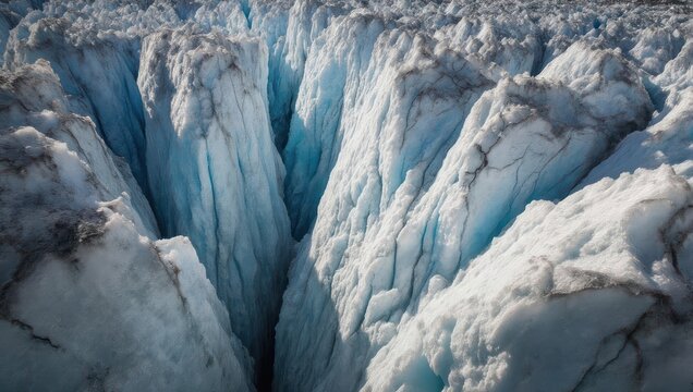 Deep Blue Ice Crevasse in a Glacier.