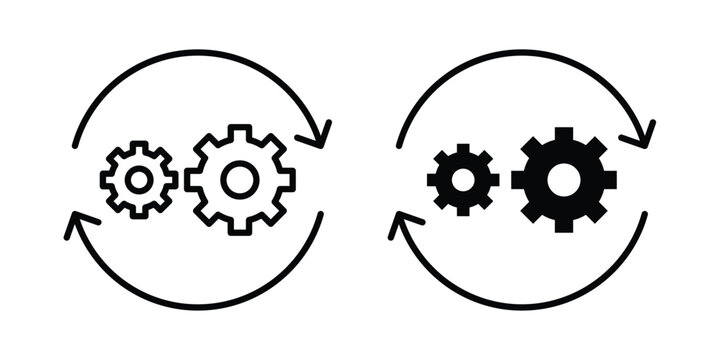 Process icon concept pack in line and solid icons