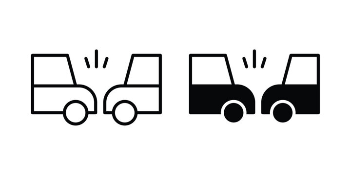 Rear end collision icon concept pack in line and solid icons