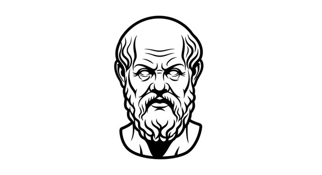 Ancient Greek Philosopher Bust Icon - Socrates Head Illustration
