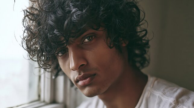 Men Shag Haircut Young South Asian Slim Feathered Style
