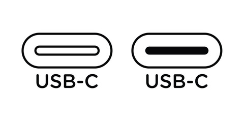 USB type c icon concept pack in line and solid icons © Surya