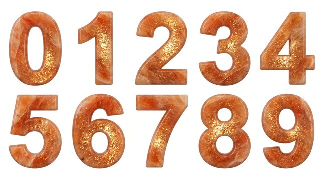 Sunstone aventurescent orange numbers set