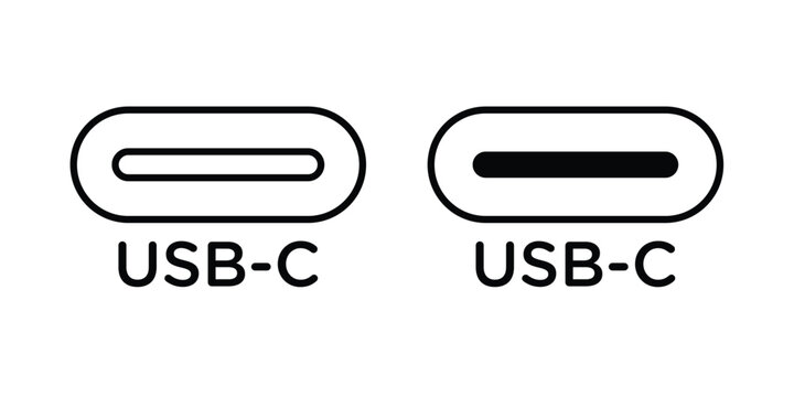 USB type c icon concept pack in line and solid icons