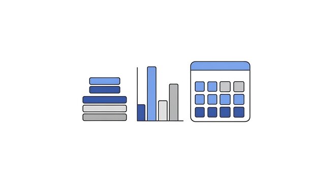 Abstract financial concepts illustrated with bar graphs and a calculator