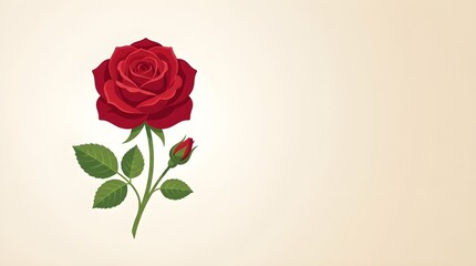 Fototapeta premium Red Rose Vector Illustration with Copy Space Template Background for Rose Day Banner