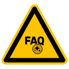 Warning sign with FAQ text and artificial intelligence sparkles icon, digital assistance and automated customer support concept for business information systems, yellow triangle © sh99