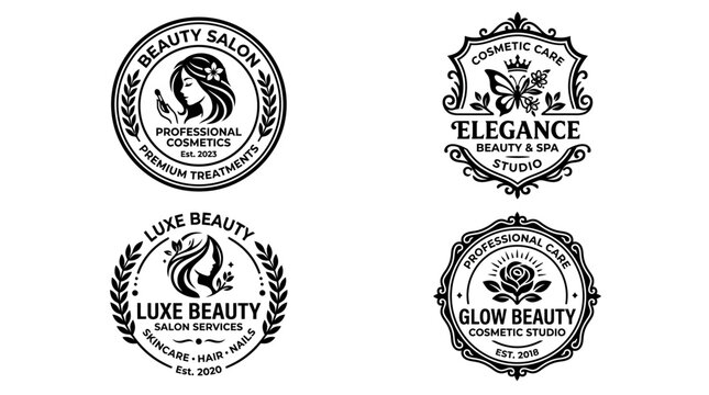 Black and white beauty salon logos.
