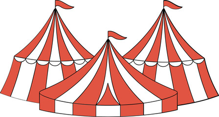 Festive circus tent collection, colorful carnival canopy vector illustration for entertainment event celebration design © MdMajnur