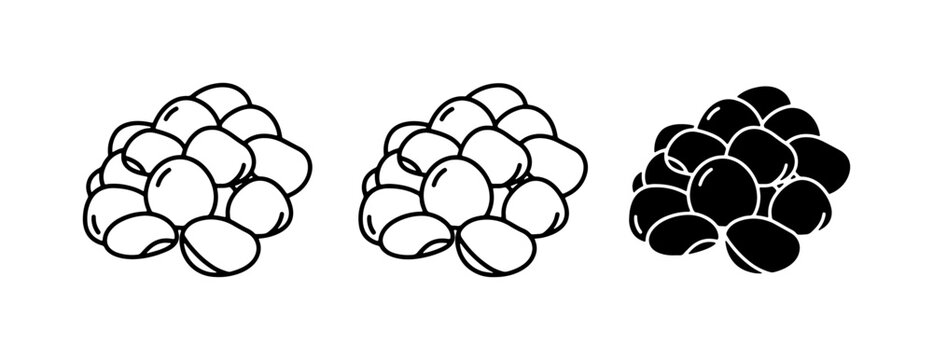 Soybean Icons, Black Bean Icons, Healthy Food Vector Graphics