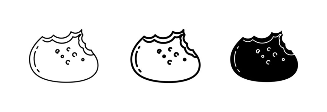 Bitten Cookie Icons, Sweet Treat Vector Graphics, Delicious Snack Illustrations