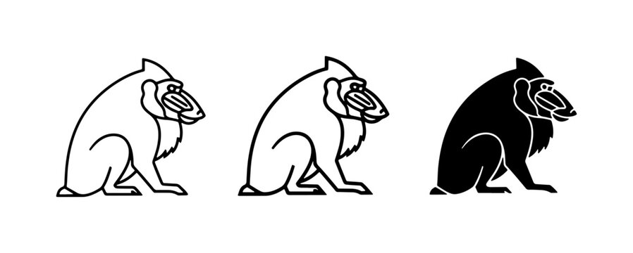Baboon Icons, Primate Vector Art, Monkey Silhouettes, Wildlife Graphics