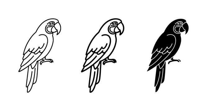 Parrot Vector Icons, Tropical Bird Graphics, Exotic Avian Silhouettes
