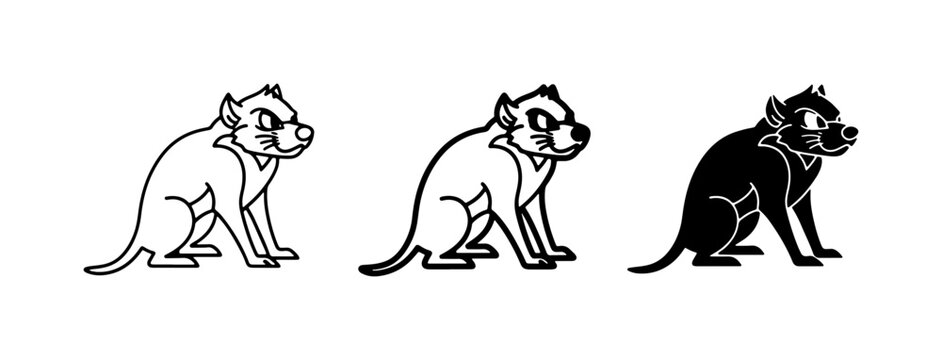Tazmanian Devil Vector Art, Cartoon Animal Icons, Black and White Graphics