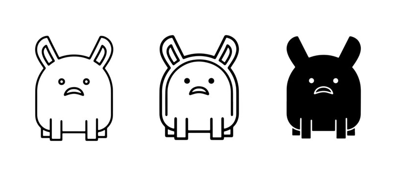 Cute Monster Icons, Sad Character Vector Art, Simple Emoji Style