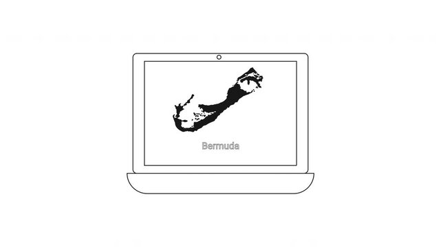 Laptop displaying a map of Bermuda with the word Bermuda on the screen.