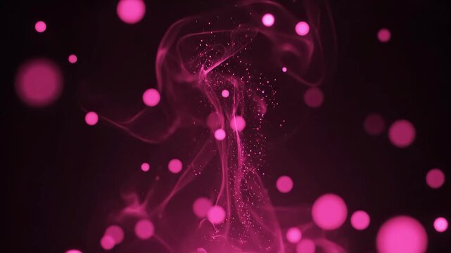 ピンクの粒子と煙が漂うアブストラクト背景（エフェクト・抽象的・背景素材）