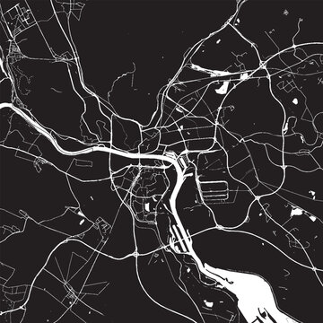 Bratislava Slovakia Vector Map, Detailed City Street Map Black and White Minimalist Line Art