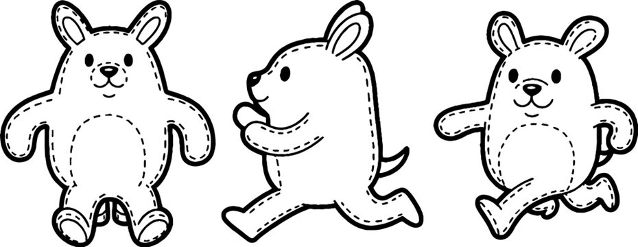 Stylized bear faces in blue and white optical line pattern