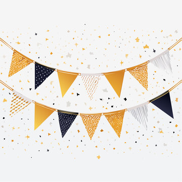 Festive Bunting Flags with Gold Confetti