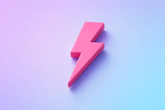 Pink Lightning Bolt on Pastel Gradient Background