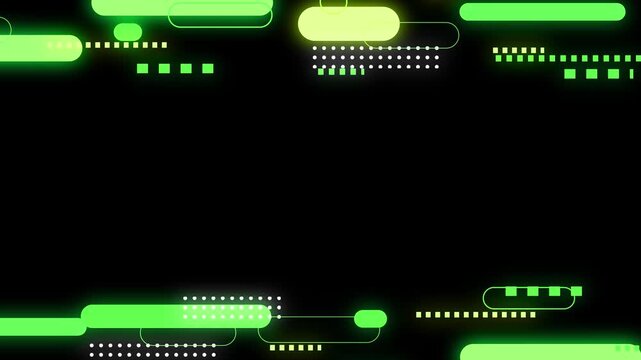 グリーンのネオン発光の抽象デジタルライン ループ背景（テクノロジー・サイバー系 / Futuristic Neon Green Abstract Digital Lines Loop Background