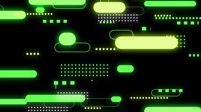 緑色のネオンの抽象パターン ループ背景 / 高密度デジタル装飾・未来的テックビジュアル / Neon Green Abstract Pattern Loop Background / Dense Futuristic Digital Tech Motion