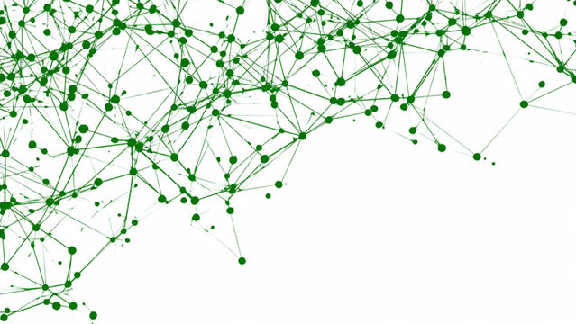 Abstract Green Network of Connected Dots and Lines for Technology and Data Visualization