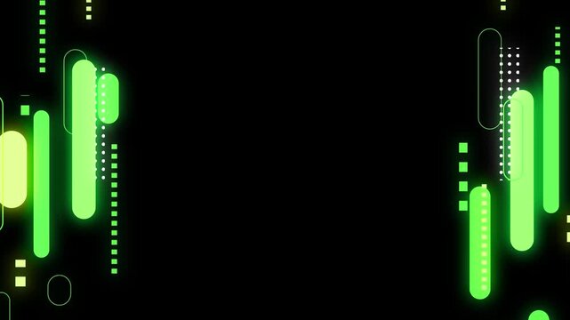 縦に流れる青色のネオンデジタルライン ループ背景 / Vertical Flow Green Neon Digital Lines Loop Background