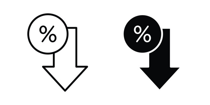 Percent down icon For Web And UI, Simple Icons