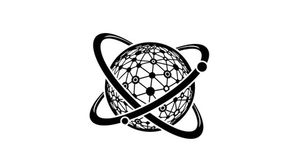 Black and white globe with rings. © Siti