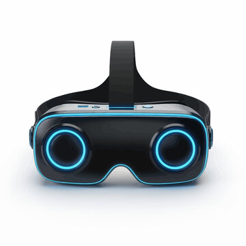 Futuristic virtual reality goggles with circular blue illumination