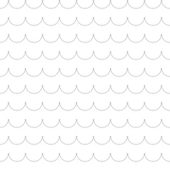 Minimal black and white scallop seamless pattern, abstract geometric background © panyarit