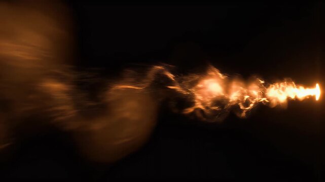 Bright arrow streaks across dark background with fiery trail