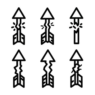 Broken Upward Arrows Set: Failure, Setback, Decline, Obstacle, Problem, Challenge