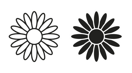 Obraz premium Simple Daisy Flower Icon Outline and Silhouette Vector Illustration