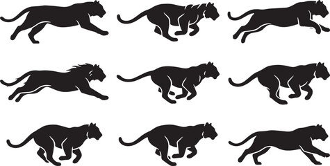 Tiger Running Silhouette Bundle © MijanurRahman