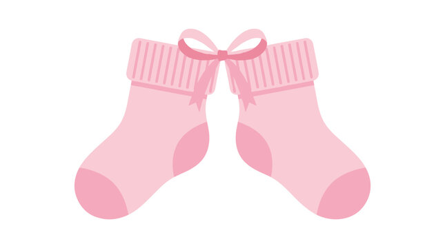 Pair of pink baby socks tied with a ribbon