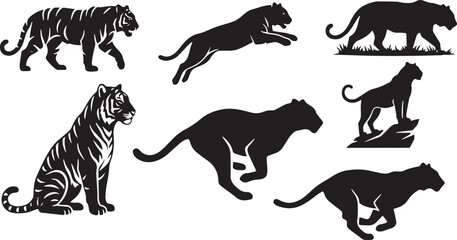 Fototapeta premium Tiger Action Silhouette Pack